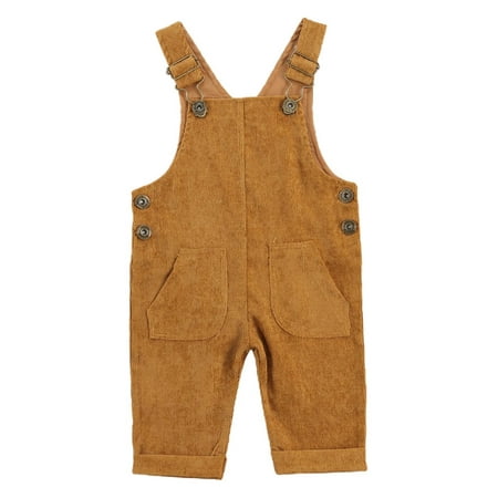 

IZhansean Infant Baby Girl Boy Corduroy Overall Solid Bib Pants Suspender Trousers Outfit Yellow 18-24 Months