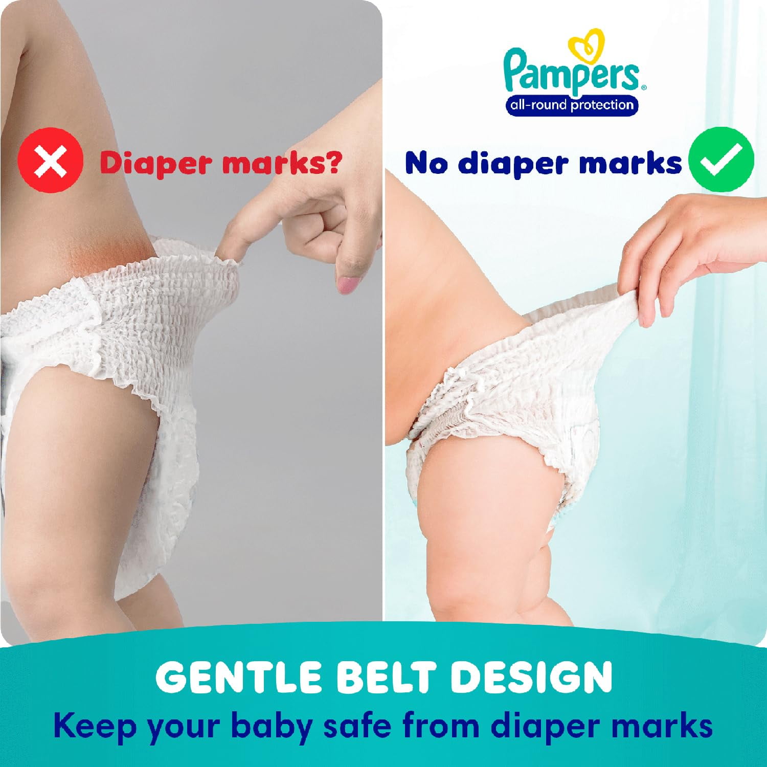 Pampers All Round Protection Pant Style Baby Diapers Large for 9-14kg, 64 Count