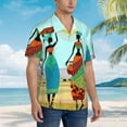 thumbnail image 3 of Pofeuu African Women Print Hawaiian Shirt for Men Sleeves Casual Button Down Summer Beach Dress Shirts T-Shirts,Large, 3 of 7