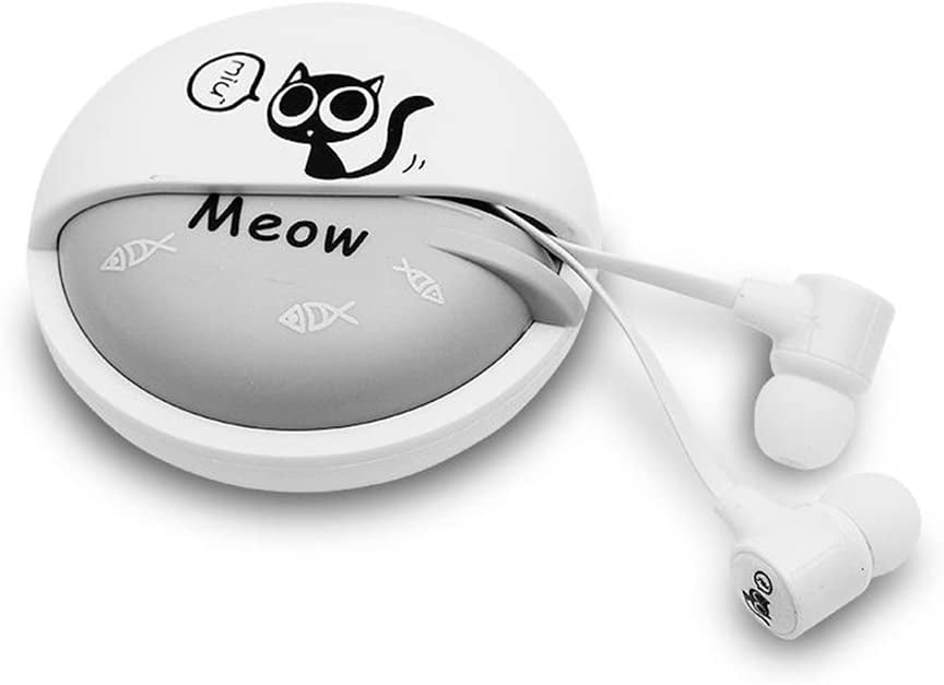 Green QearFun Stereo 3.5mm in Ear Cat Earphones Earbuds with Microphone with Earphone Storage Case for Smartphone MP3 iPod PC Music 