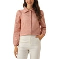 thumbnail image 1 of Camisa elegante de mujer Allegra K con mangas largas abullonadas y cuello de botón, color rosa polvo, talla S, 1 of 5