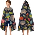thumbnail image 3 of Cute Hedgehog Pattern with Pioneer Flower Hooded Bath Towel，50"x30" for Ages 3 To 12 Kids, Quick Dry Lightweight Soft Microfiber Hood Beach Towel Cover Up for Kids, 3 of 7