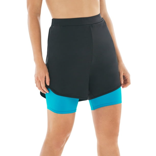 Swimsuits For All Women's Plus Size Colorblock Swim Boardshort 26 Black