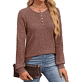 thumbnail image 3 of Suéter para Mujer, Camisetas Henley de Larga, Túnicas para Usar con Leggings, Suéteres de Cuello Redondo A . Marrón XXL, 3 of 8