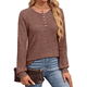 thumbnail image 3 of Suéter para Mujer, Camisetas Henley de Larga, Túnicas para Usar con Leggings, Suéteres de Cuello Redondo A . Marrón M, 3 of 8