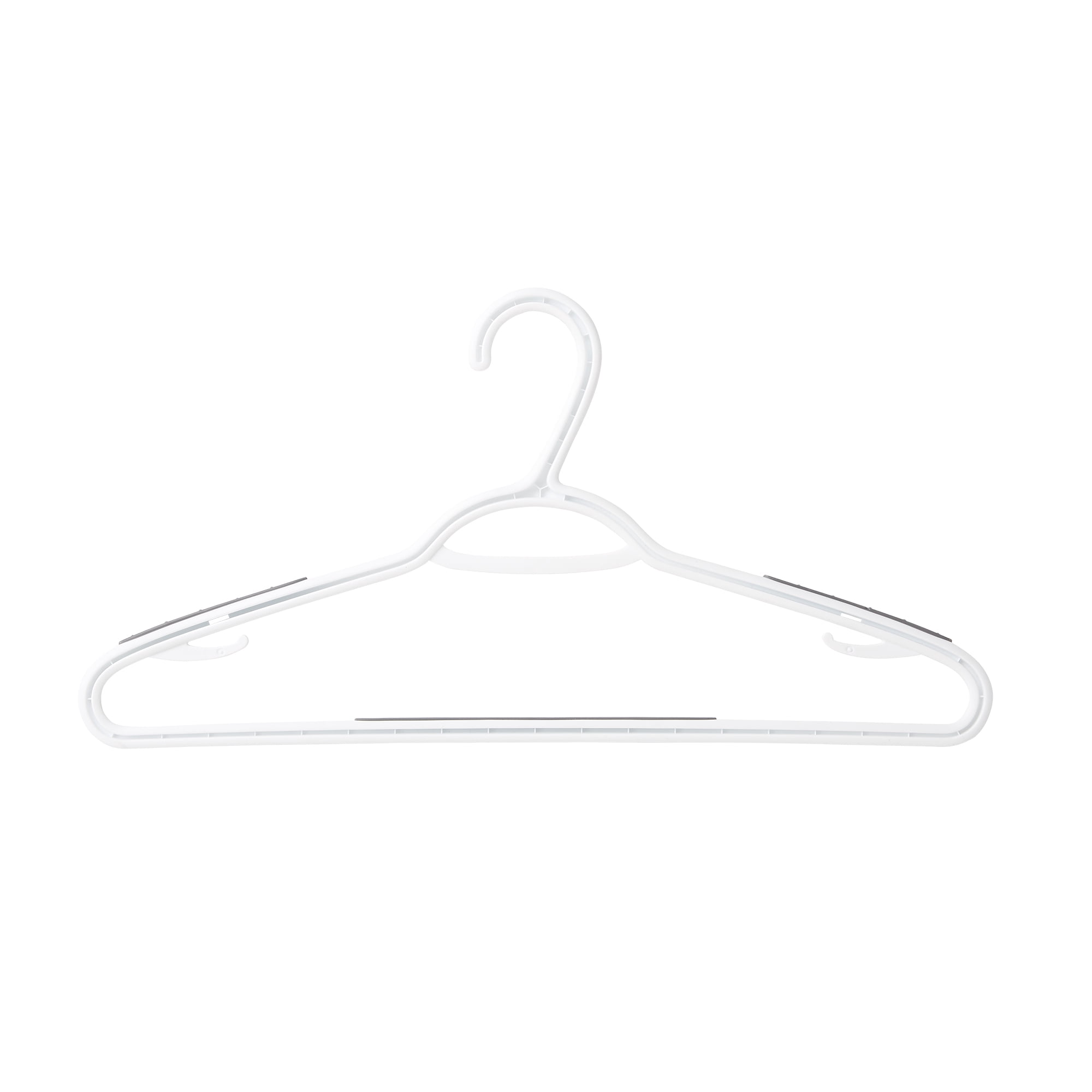 Mainstays Non-Slip Clothing Hangers, 10 Pack, White, Durable Plastic, Rubber Strips