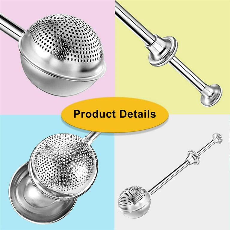 Wozhidaose Kitchen Gadgets One Face Stainless Steel Duster Strainer One Handed Operation Spring Sticks Sugar Flour Spice Baking Tool Kitchen, Black