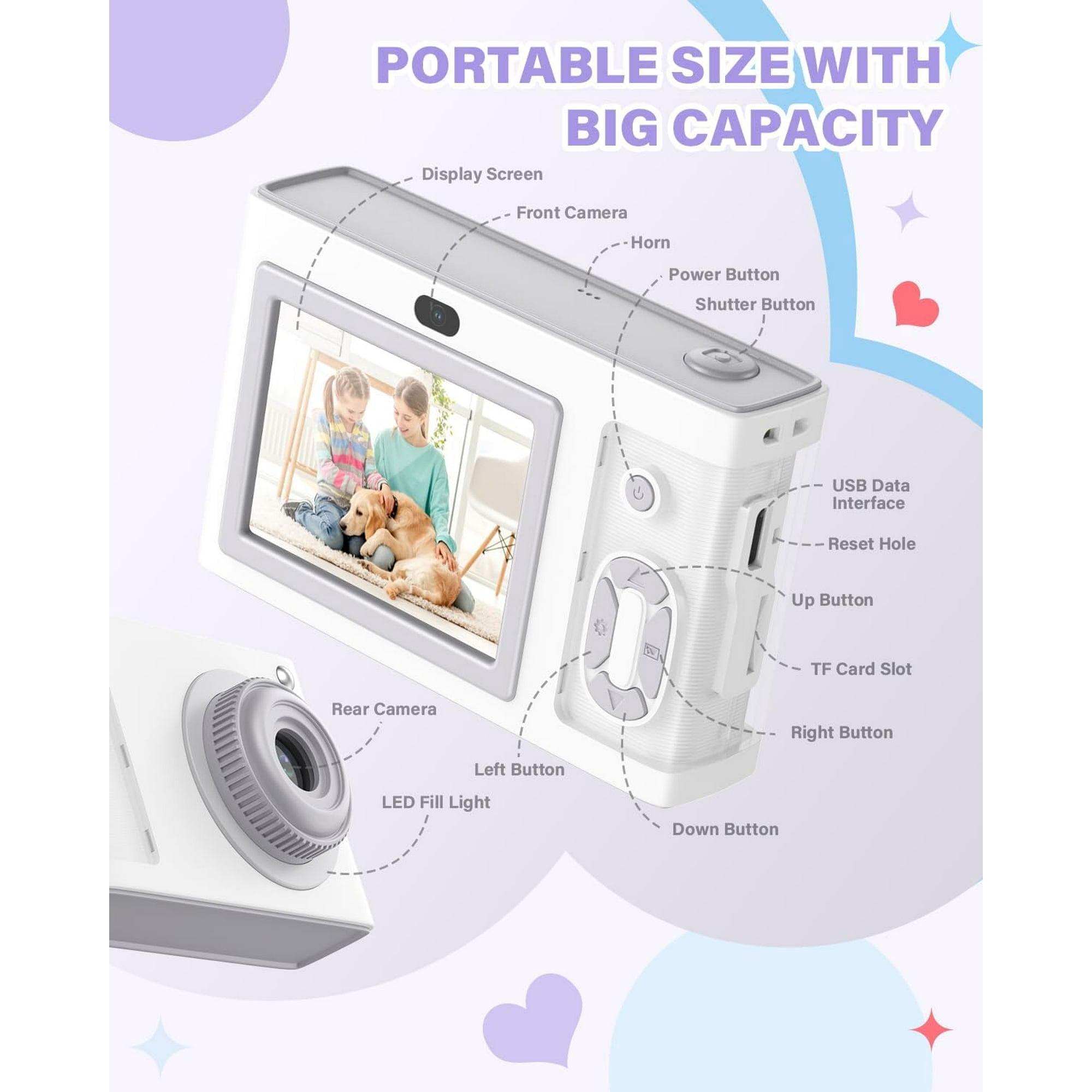 Digital Camera Kids Camera FHD 1080P 50MP Vintage Camera with 8X