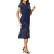 thumbnail image 4 of INSPIRAR CHIC Vestido de encaje elegante para mujeres, vestido de cóctel midi de manga corta, vestido de sirena bodycon, azul oscuro L, 4 of 5