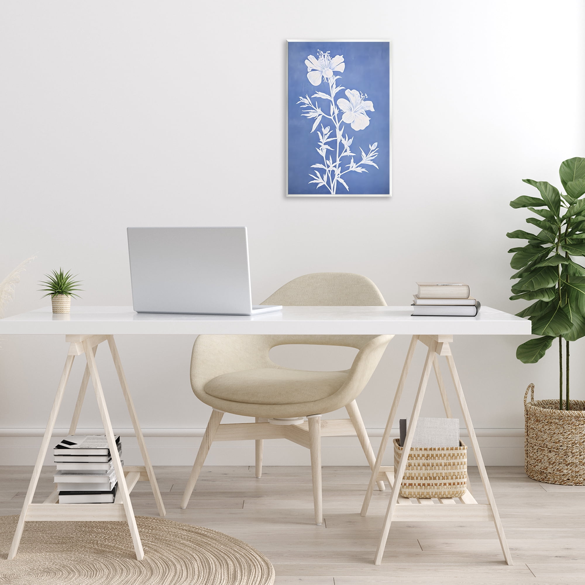 Stupell Industries Blue Cerulean Florals Botanical & Floral Painting Unframed Art Print Wall Art, 13 x 19