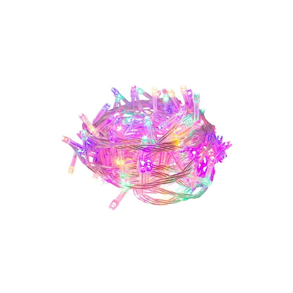 Serie De Luces La Merced Navideña Decorativa 100 Focos Luz Led Multicolor 8 Funciones Cable Transparente 7 m