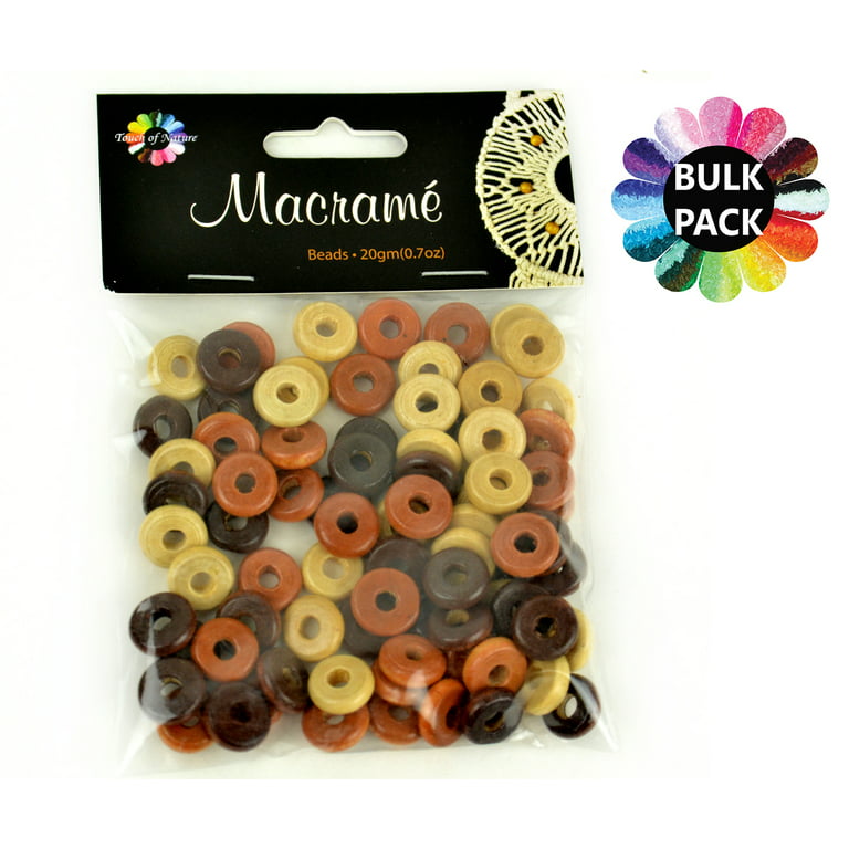 Touch of Nature Bulk Wooden Beads - Macrame Beads - Wood Beads - Painted  Beads - (Mixed Brown Flat Beads)