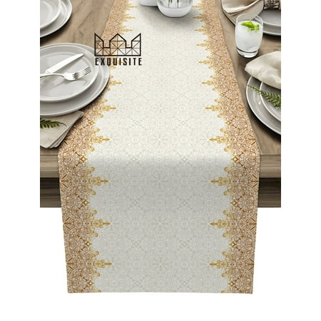 

Bohemian Retro Ethnic Yellow Table Runner Wedding Holiday Party Dining Table Cover Cloth Placemat Napkin Home Kitchen Decoration