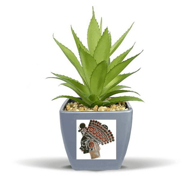 Traditional Shadow Play Minority Portrait Fake Pineapple Flower Pot Vase Mini Decor
