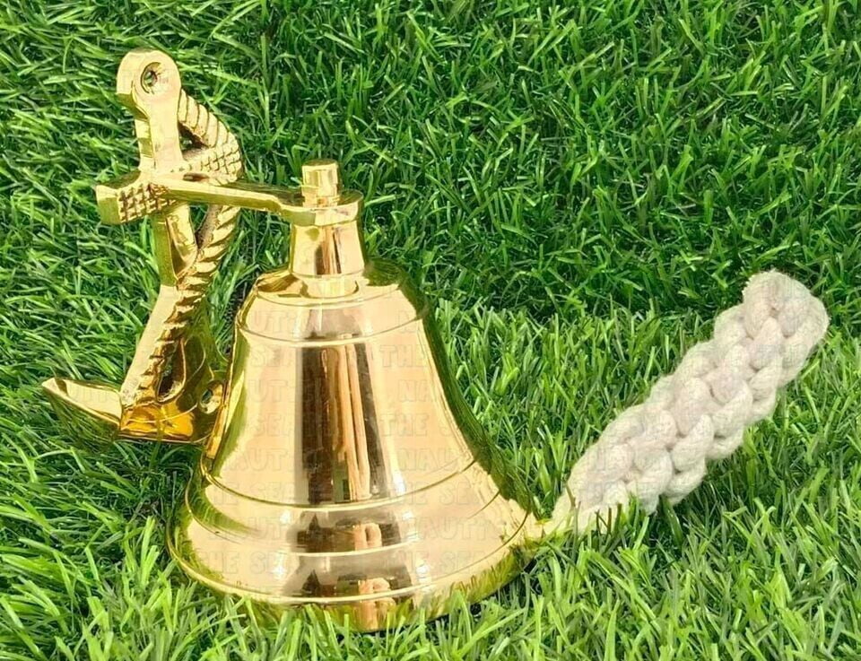 Brass Anchor Ship Bell 4" Maritime Door Vintage Hanging Wall Decor Bell For Gift