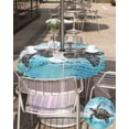 thumbnail image 5 of Sea Turtle Summer Ocean Nautical Round Tablecloth with Zipper,Waterproof Table Cloth with Umbrella Hole Patio Tablecloths for Outdoor Tables,Blue Gradient Retro Letter Washable Spillproof Table Cover, 5 of 6
