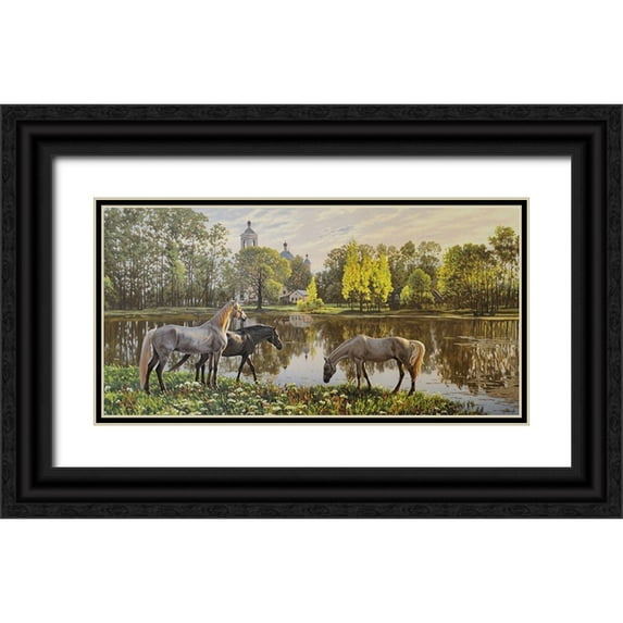 Adamov, Alexey 24x14 Black Ornate Wood Framed with Double Matting Museum Art Print Titled - The Morning