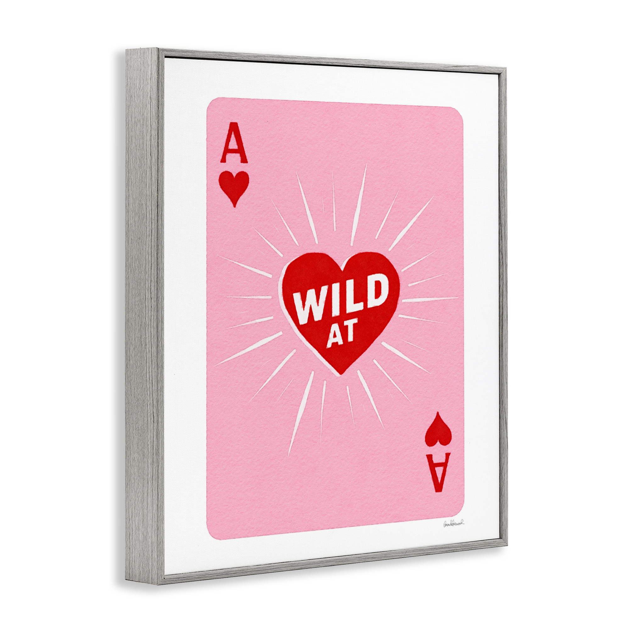 Wild At Heart Card Gray Framed Giclee Art, design by Amanda Greenwood