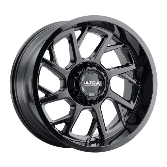 Ultra Wheel Wheel 120-2905BK12 120 Patriot; 20 Inch Diameter x 9 Inch Width; -12 Millimeter Offset; 4.53 Inch Backspacing; 60 Degree Conical Seat Lug; 87.00 Millimeter Center Bore; 8 Split Spoke