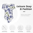 thumbnail image 6 of Uemuo Blue Flax Flowers Pattern Women's One Piece Short Sleeve Swimsuit Rash Guard Surfing Modest Quick-drying Swimsuit Beach Essentials-Small, 6 of 9