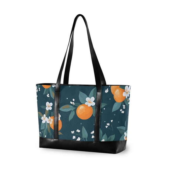 FORMRS Canvas Laptop Tote Bag for Women with 15.6" Computer Compartments Shoulder Handbag, Blue Oranges