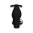 thumbnail image 2 of BLISSFUL STEP Women's Ankle Strap High Block Heels Sandals Black 8, 2 of 7