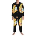 thumbnail image 3 of Naloa Bee Happy Sunflower Gnomes Men’s Pajamas Set - Long Sleeve Button Down Sleep Shirt and Pajama Bottoms Sleepwear Set-XX-Large, 3 of 7
