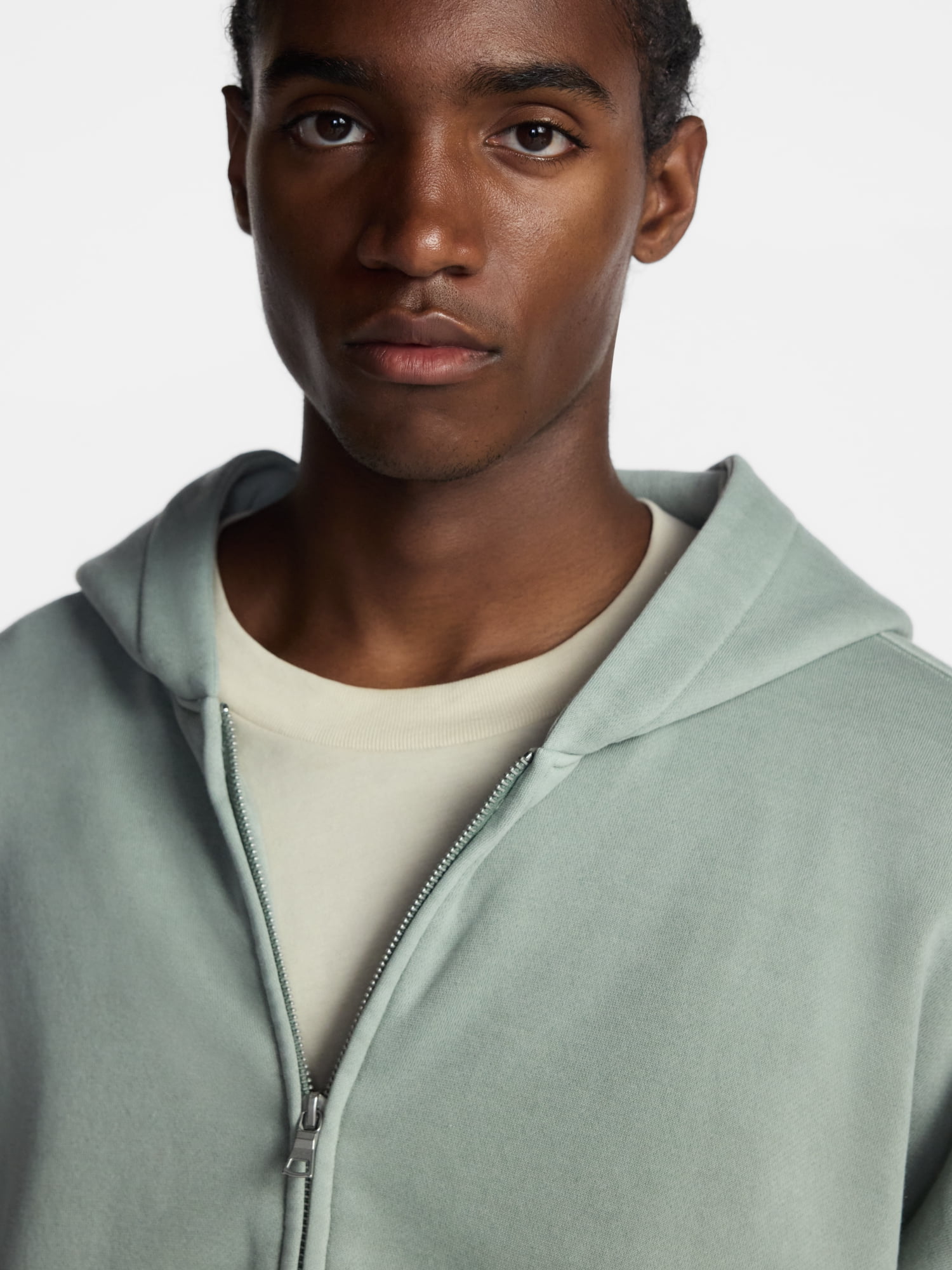 No Boundaries Boxy Oversized Fit Fleece Zip Hoodie Sweatshirt with Long Sleeves, Men's XS-4XLT