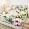 thumbnail image 3 of jejeloiu Kawaii Cute Hummingbird Twin Sheet Sets,Tropical Monstera Leaf Bedding For Girls Teens 3-Piece, 3 of 7