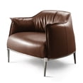 thumbnail image 3 of PU Leather Accent Chair Armchair Single Sofa with Stainless Steel Legs Modern Arm Chair,Brown, 3 of 8