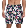 thumbnail image 2 of Picia Rabbit And Rose pattern Mens Swim Trunks with Compression Liner Stretch Beach Shorts Quick Dry with Zipper Pockets No-Chafing Board Shorts-, 2 of 9