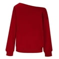 thumbnail image 4 of ClodeEU Womens Off Shoulder Sweatshirt ,Long Sleeve Pullover with Pockets Red,Womens Plus M, 4 of 7