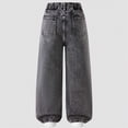 thumbnail image 5 of TOWED22 Girl's Baggy Jeans Denim Ripped High Waisted Butterfly Graphic Print Straight Wide Leg Cargo Joggers Pants Grey,9-10 Y, 5 of 8