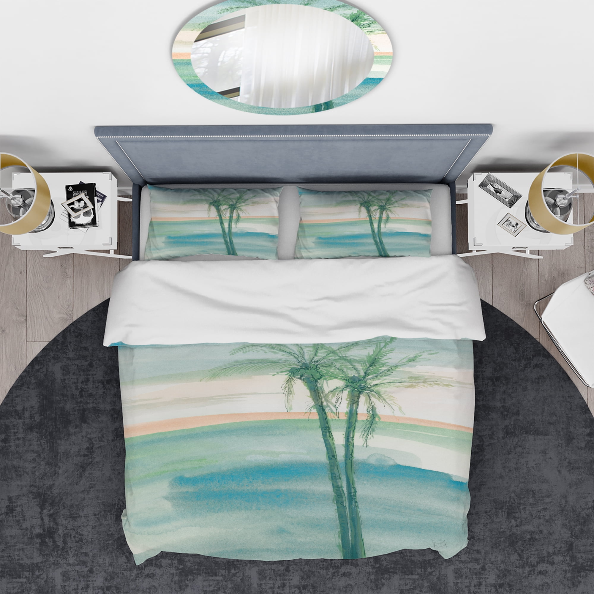 Designart 'Peaceful Dusk II Tropical' Coastal Duvet Cover Set