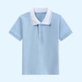 thumbnail image 3 of Cethrio Boys Polo Shirts Size 6, Collared Summer Cotton Short Sleeve School Uniform Shirts Light Blue Size 6, 3 of 4
