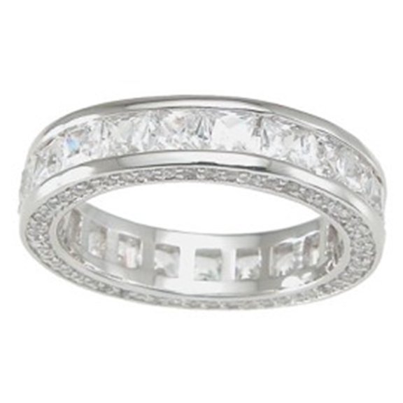 Sterling Silver Wedding Band Eternity Anniversary Ring (Size 8)