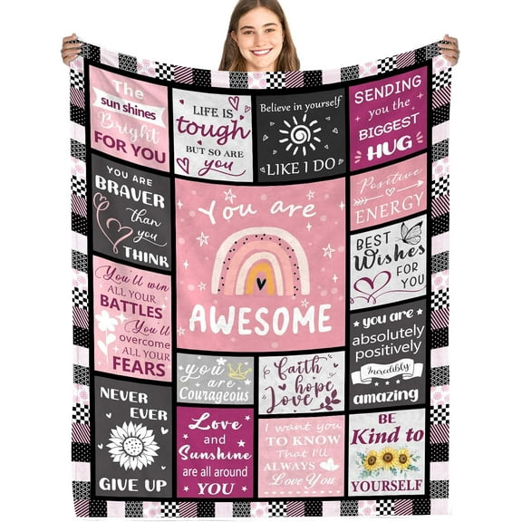 Encouragement Gifts for Women, Compassion Blanket Big Warm Hugs, Get Well Soon Gift Blanket for Women Love & Hope with Fluffy Comfort(50x60)