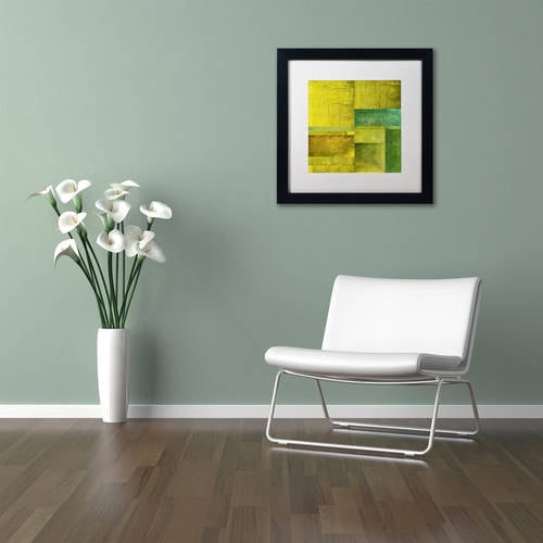 Trademark Fine Art "Essence of Green" Canvas Art by Michelle Calkins, White Matte, Black Frame