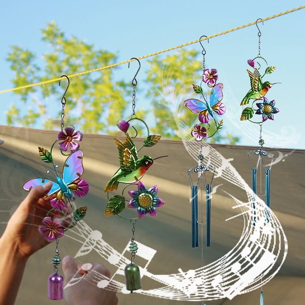 Campanas de Viento Ganfancp exterior Mariposas Tubo de Aluminio con Gancho S