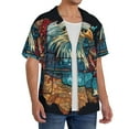 thumbnail image 2 of Naloa Stained Glass Eagle USA Men's Loose Fit Cuban Collar Short-Sleeve Shirt, Hawaiian Shirts, Mens Shirts Casual for Everyday Wear Outings-XX-Large, 2 of 5