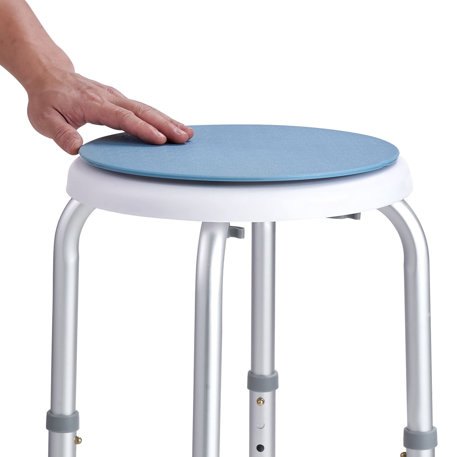 Rotatable Shower Stool 360° 300 lbs Capacity 6 Height Settings Non-Slip PP/Aluminum for Bathroom Bathtub