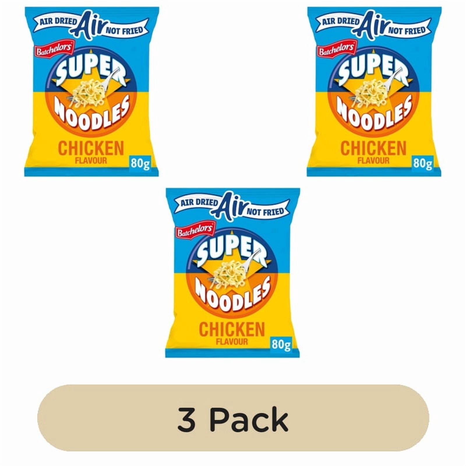 Batchelors Super Noodles Air Dried Low Fat Chicken Flavour Instant Noodles 80g, British Import (Pack of 3)