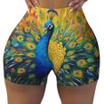 thumbnail image 2 of Rocae Peacocks for Women's Quick-Dry Running Shorts,Ladies Active Athletic Apparel Yoga Workout Gym Running Volleyball Spandex Shorts-Small, 2 of 8