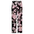 thumbnail image 5 of Cherry Blossom Print Winter Female Pants Flannel High Waist Women Pants Lady Warm Straight Leg Plush Trousers, 5 of 7