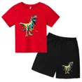 thumbnail image 3 of 2024 Nuevo traje de camiseta con estampado de grafiti para niños, diseño de dinosaurio, camiseta estampada + pantalones cortos, 2 piezas, conjunto de moda para niños y niñas, 3 of 5