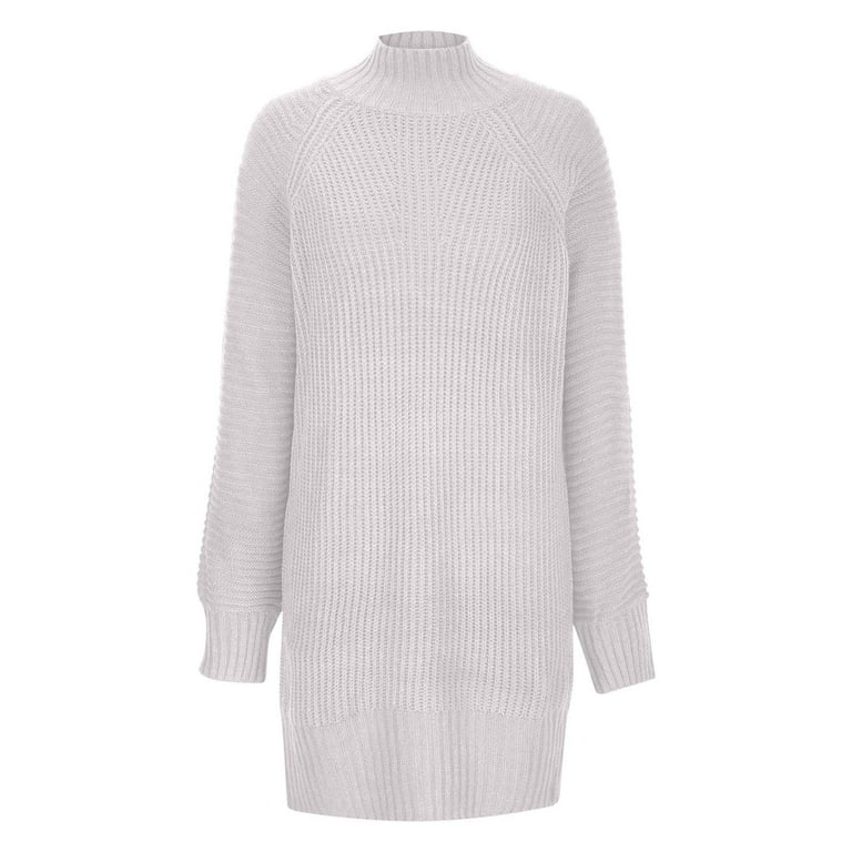 HAiming Women Long Sleeve Half Turtleneck Sweater Dress Rib Knit Stretch  Slim Bodycon Mini Dress 2025 Fall Casual Dress