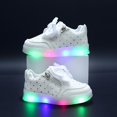 thumbnail image 4 of Girls Glitter Bow Light Up Sneakers Kids Sole Athletic Shoes with Strap Girls（12M 6Y） Clothes, 4 of 5