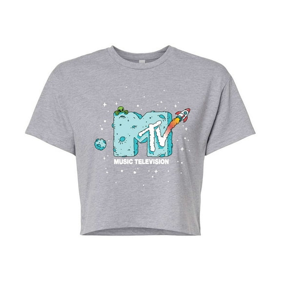 Mtv - Moon Rocket - Juniors Cropped Graphic T-Shirt