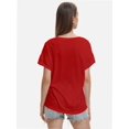 thumbnail image 6 of Women's Short Sleeve V-Neck Shirts Loose Casual Tee T-Shirt, 6 of 6