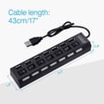 thumbnail image 5 of Multi Port Splitter, 7 Port USB 2.0 Hub, USB A Port Data Hub with Independent On/Off Switch and LED Indicators, Lights for Laptop, PC, Computer, Mobile HDD, Flash Drive for All USB Device, 5 of 9